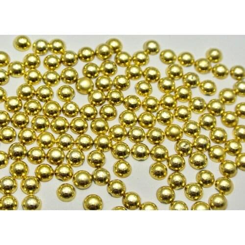 1000 Metallic Gold Flatback Round Half Pearl 4mm Scrapbook Nail Art Craft
