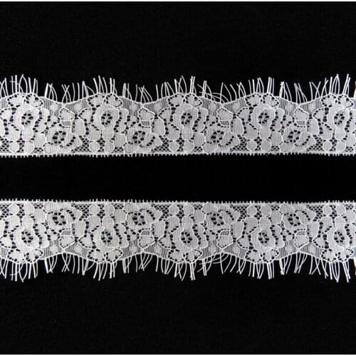 3meters/lot eyelash lace ribbon clothing 4cm african lace fabric unilateral black/white floral cuffs collar stitching lace trims