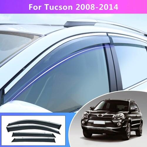4pcs Car Smoke Window Sun Rain exterior visor Deflector Guard For Hyundai Tucson 2008 2009 2010 2011 2012 2013 2014 Accessories