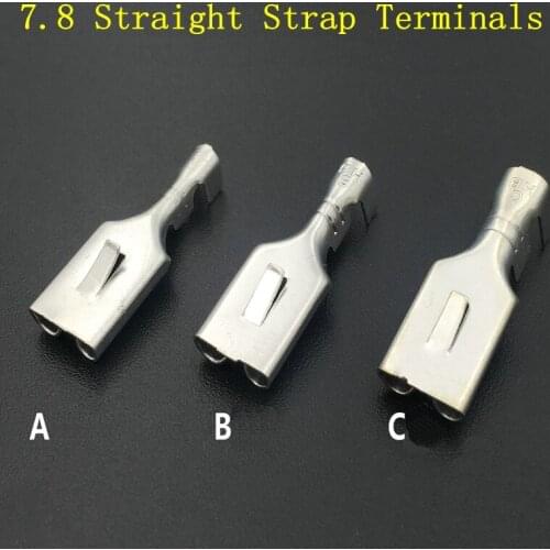 50pcs/lot 7.8 Plug-in straight female terminal plug-in switch wire terminal block