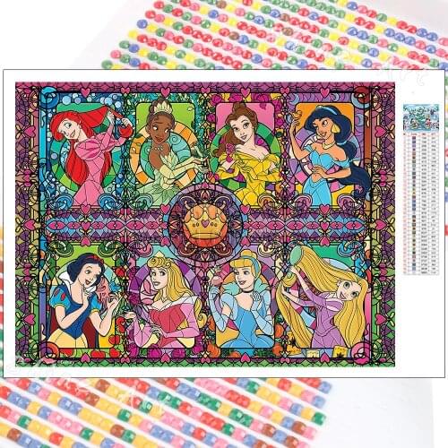Diamond Painting Disney Cartoon Princess Theme Fantasy Glazed 5D DIY Cross Stitch Embroidery Mosaic Square Round Handmade Home