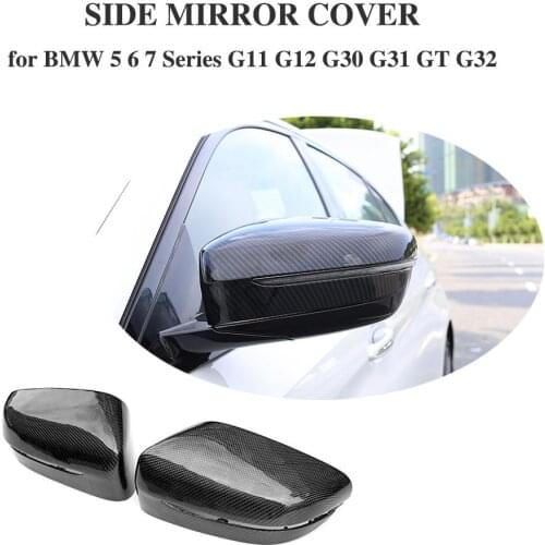 Side Mirror Cover Caps For 5 Series BMW G30 G38 2017 up Carbon Fiber Replacement LHD