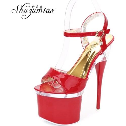 Fashion Summer Shoes Sexy Nightclubs High-heels 18cm Sandals Women Work Shoes Catwalk Dance Shoes Crystal Bottom Waterproof 8cm