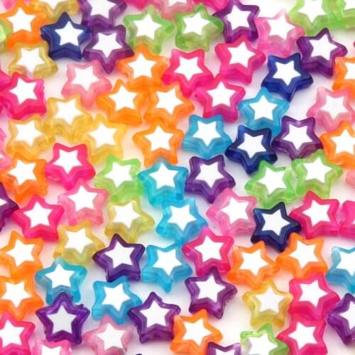 50pcs/lot 10mm Mixed Color Star Beads Acrylic Loose Spacer Beads for Jewelry Making DIY Bracelet Necklace Beadwork Accessories