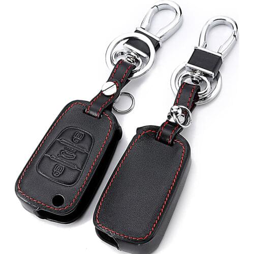 Genuine Leather Remote Flip Key Case Fob Cover For Kia Rio Sportage Soul Ceed For Hyundai I30 Verna Veloster I35 WINTER SALE