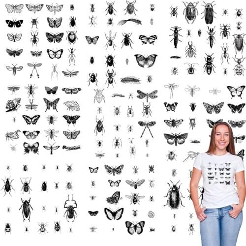 Butterfly insects black patterns Washable Thermal transfer printing Ironing stickers DIY Appliques Heat Transfer PVC Patch