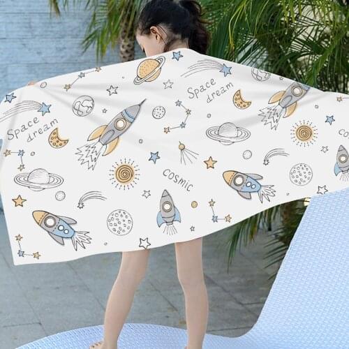 Children Cartoon Cute Pattern Baby Bath Towel Hot Sale Microfiber Kids Beach Towel Bathing Wrap Toddler Kids Gifts Size 140*70CM