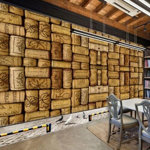 Dropshipping Colomac Vintage Wallpaper Custom Retro Style Red Wine Cork Bar Cafe Wood Wallpaper Wall Cover Papier Peint Mural