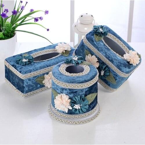 Exquisite European Fabric Plastic Tissue Box Holder for Car Kitchen Storage Box Napkin Holder Case Container Table Decoration