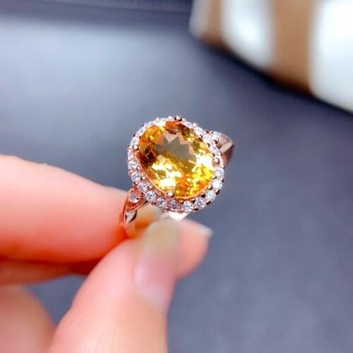 Exquisite Gold Color Oval Citrine Ring for Women Yellow Crystal Gemstone Zircon Wedding Bride Rings Fine Jewelry Accessories
