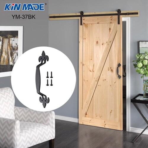 KIN MADE Black Sliding Barn Door Handle Wood Door Cast Iron Pull Gate Cabinet Matte Black