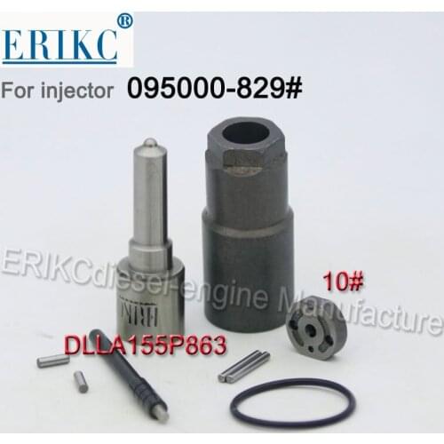 ERIKC Repair Kit Dlla155p863 Nozzle and 10# Valve Plate O ring and Nozzle Cap for 095000-8290 Fuel Injector 23670-09330
