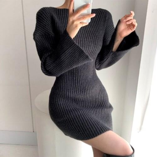 Модные вязаные платья Lucyever China At AliExpress