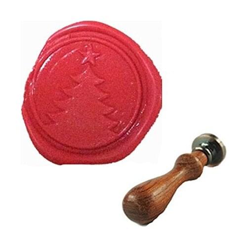 MDLG Vintage Custom Christmas Tree Star Personalized Picture Letter Logo Retro Invitation Wax Seal Stamp Rosewood Handle Set