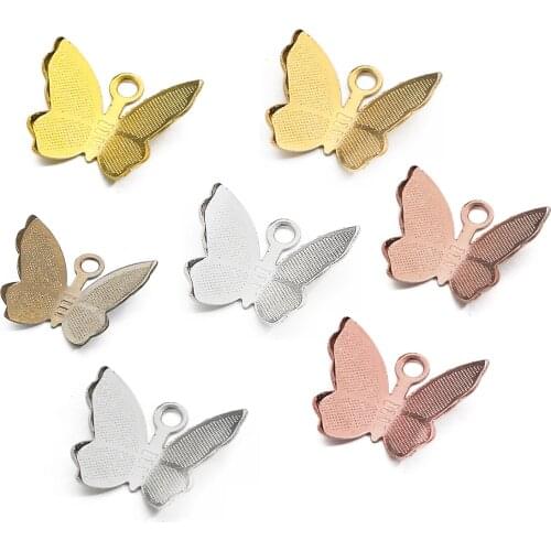 Copper 50Pcs 11x13mm Metal Filigree Butterfly Charms Wraps Connectors Accessories for DIY Jewelry Making Findings Supplies