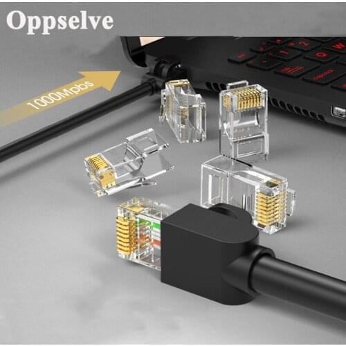 Oppselve Cat6 RJ45 Connector 8P8C Shielded Modular Ethernet Cable Lan Cable Plug RJ45 Network Plug For PC Laptop Router TV Box