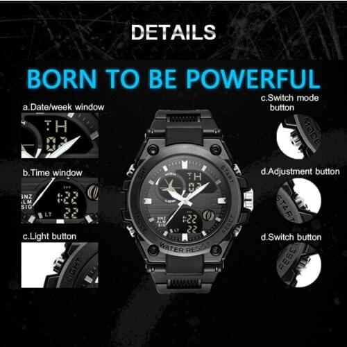 Mens LED Multifunction Waterproof Wristwatch Luminous Plastic Digital Watch PUO88