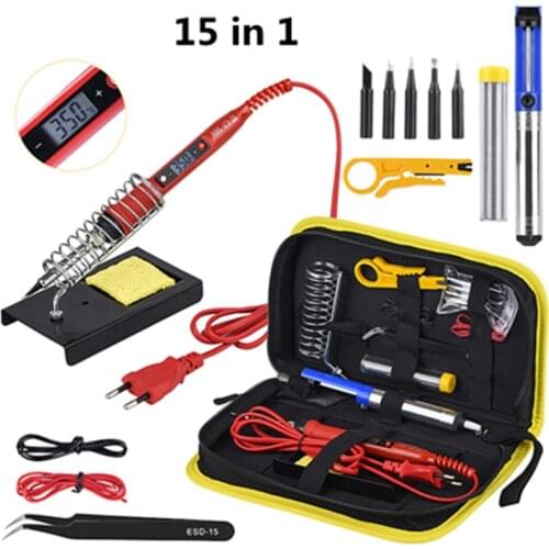Soldering iron kit adjustable temperature 220V 80W LCD solder welding tools Ceramic heater soldering tips Desoldering Pump
