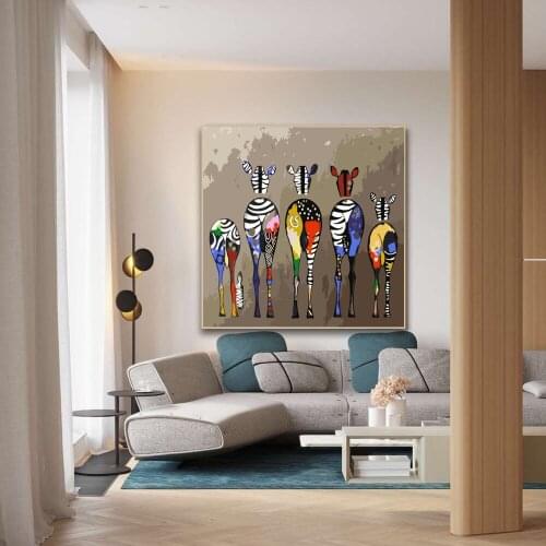 Five Colorful Zebra All kinds of zebras DIY Paint By Numbers High Quality Picture On Wall Loft Drawing set Home Decor