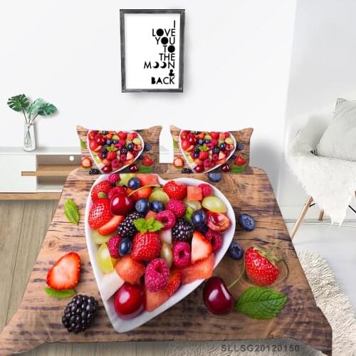 Fruit Platter Bedding Set For Girls Sweet Vintage Duvet Cover Double King Twin Full Queen Single Bed Set 3D Printed