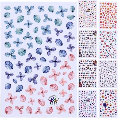 1 Pcs Painted Flower Nail Art Decoration Self-adhesive Stickers for Nails Translucent French Polishing Design Nail Accessories