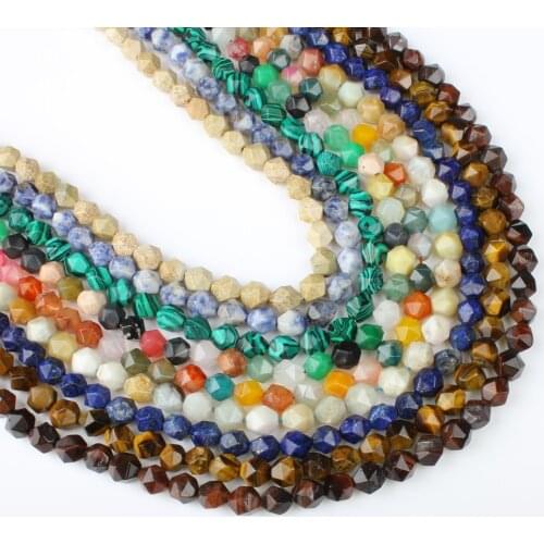 Natural Stone 8mm Colored Semi-Precious Stone Faceted Round Beads Star Jewelry DIY Necklace Bracelet Jewelry Accessories 16 Inch