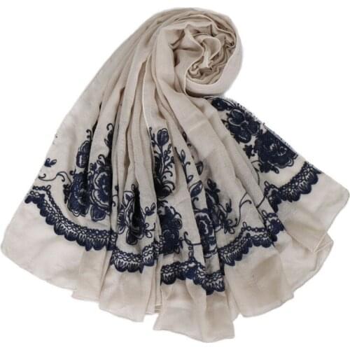 2019 New Cotton Scarf fashion joker embroidery flower National Wind Long Scarves For Women Wrap Shawl Stole 64
