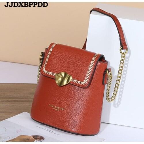 New 2021 Fashion Womens Genuine Leather Handbags Luxury Handbags Ladies Small Shoulder Bags Vintage Messenger Bags Cow Leather