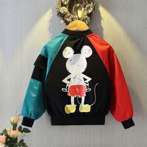 Autumn Casual Toddler Boys Jacket Coats Spring Outwear Kids Clothes Mickey Mouse Teenagers Children Girls Windbreaker