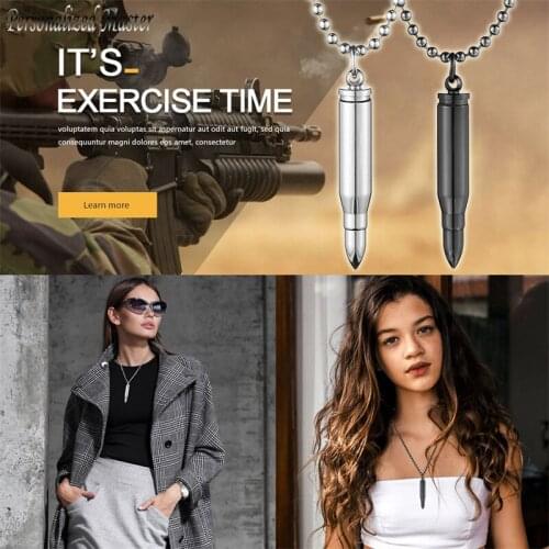 Personalized Customized Pendant Stainless Steel Cylinder Bullet Memorial Keepsake Pendant Cremation Ash Urn Pendant Necklace