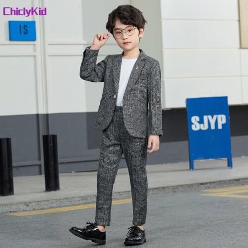 Boys British Suit Jacket Kids Formal Tuxedo Dress Spring Clothes Set Child Wedding Party Ring Bearer Blazer Pant Toddler Costume