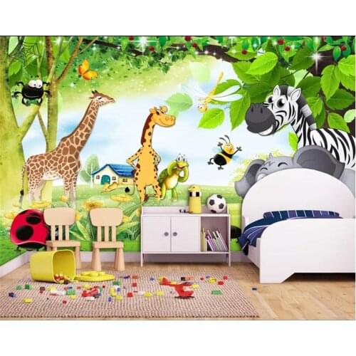 Beibehang Custom Photo Wallpaper Sticker 3d Childrens room animal giraffe elephant kid room mural TV Background 3D Wall paper