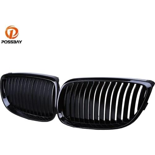 POSSBAY 2Pcs Car Front Center Racing Grilles Gloss Black Grills Replacement Parts for BMW 3-Series E92 Coupe M3 2007-2013