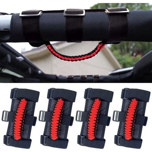 4Pcs/Pack Roll Bar Paracord Grab Handles Grip Handles for Jeep Wrangler JK TJ JL CJ YJ 1985-2021 JT UTV ATV