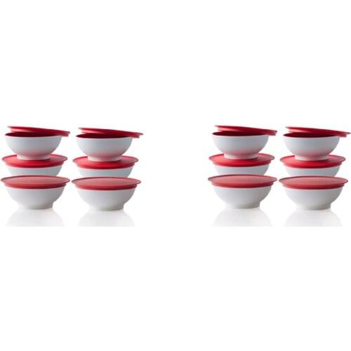 Tupperware Allegra Sweet Bowls (12x275 ml) Red White Sweet Bowl, clear Sweet Bowls 12'li Set (12x275 ML) Red