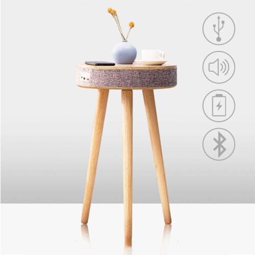 Smart Bluetooth Table Living Room Inductive Wireless Charging Coffee Table Wooden Outdoor 3D Surround Music Round Tea Tables