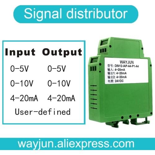 WAYJUN DIN12 4-20mA/0-10V signal isolated splitter/isolated amplifier,one in two out analog signal Isolator