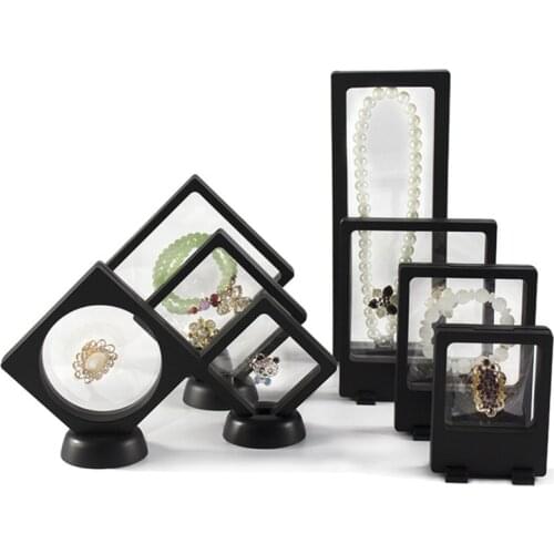 Jewelry Ring Earrings Bracelet Protection Case Membrane Frame Necklace Display Holder Stones Coin Floating Stand Box