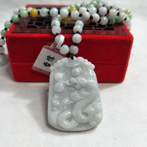 Zhe Ru Jewelry Pure Natural Jadeite Light Green Gold Snake Pendant Tricolor Jade Bead Necklace Send Class A Certificate