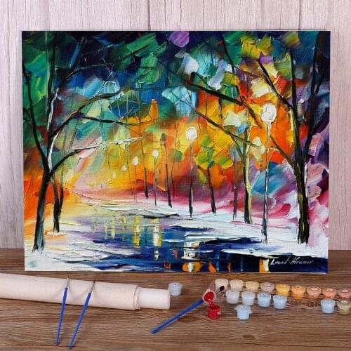 Freezing Trees DIY Paint By Numbers Set Acrylic Paints 50*70 Paiting By Numbers Handmade For Adults Wholesale