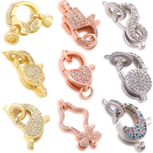 DIY Fashion Jewelry Findings New Zircon Lobster Clasp Split Hooks And Clasps Connectors for Necklace Bracelet Chain Accessories