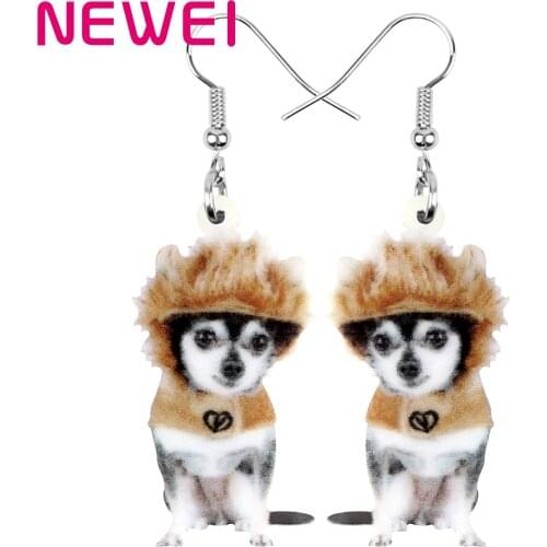 Newei Acrylic Halloween Chihuahua Dog Earrings Big Cute Pet Animal Dangle Drop Jewellery For Women Kids Birthday Gift Accessory