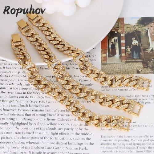 Ropuhov 2021 New 925 Silver European American Retro Fashion Titanium Steel Plated Diamond Inlaid Women Bracelet Street Hip Hop