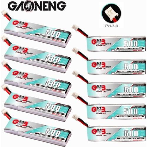 10Pcs Gaoneng GNB 3.7V LiPo Battery 500mAh 90C/180C for TINY8X Blade Inductrix FPV QX2 120S Beta75S BetaFPV Drone With PH2.0
