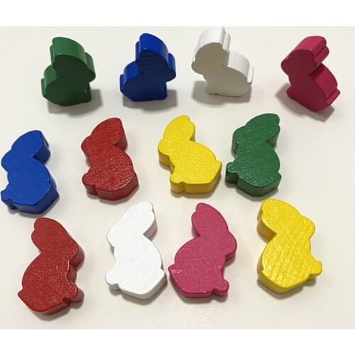 12Pcs/Set Wood Rabbit Chess Pieces Accessories For Board Games Accessory