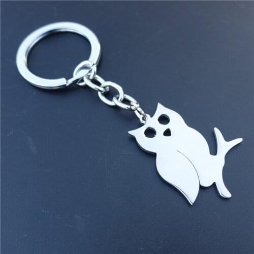 Owl Keychain Stainless Steel Keyrings Bird Unisex Fashion Jewelry Gift 12 Pieces a Lot Wholesale