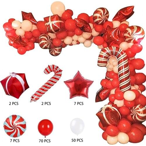 142PCS/SET Aluminum Foil Balloons Christmas Balloon Garland Christmas Candy Balloons Party Wedding Decor Party Supplies