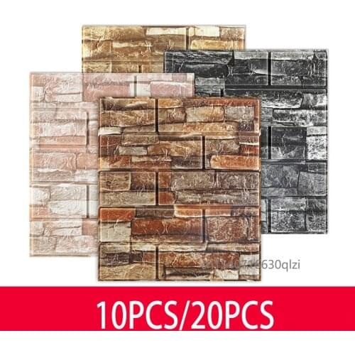 20/10PCS 3D Brick Wall Stickers Wallpaper Decor Thick Living Room Brick PE Foam Stone Embossed for Kids Room 35X38.5CM
