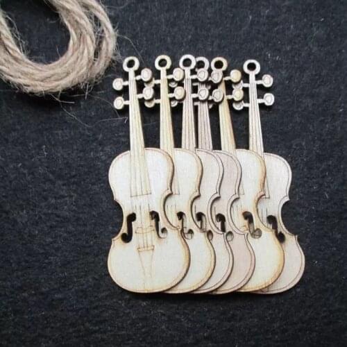 50x Wooden Violin Musical Instrument Craft Shapes 3mm Plywood Music Hobby