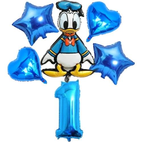 6 pcs Donald Duck Aluminum foil balloon set duck balloon Birthday party decoration Baby shower child toy Air Globos Supplies